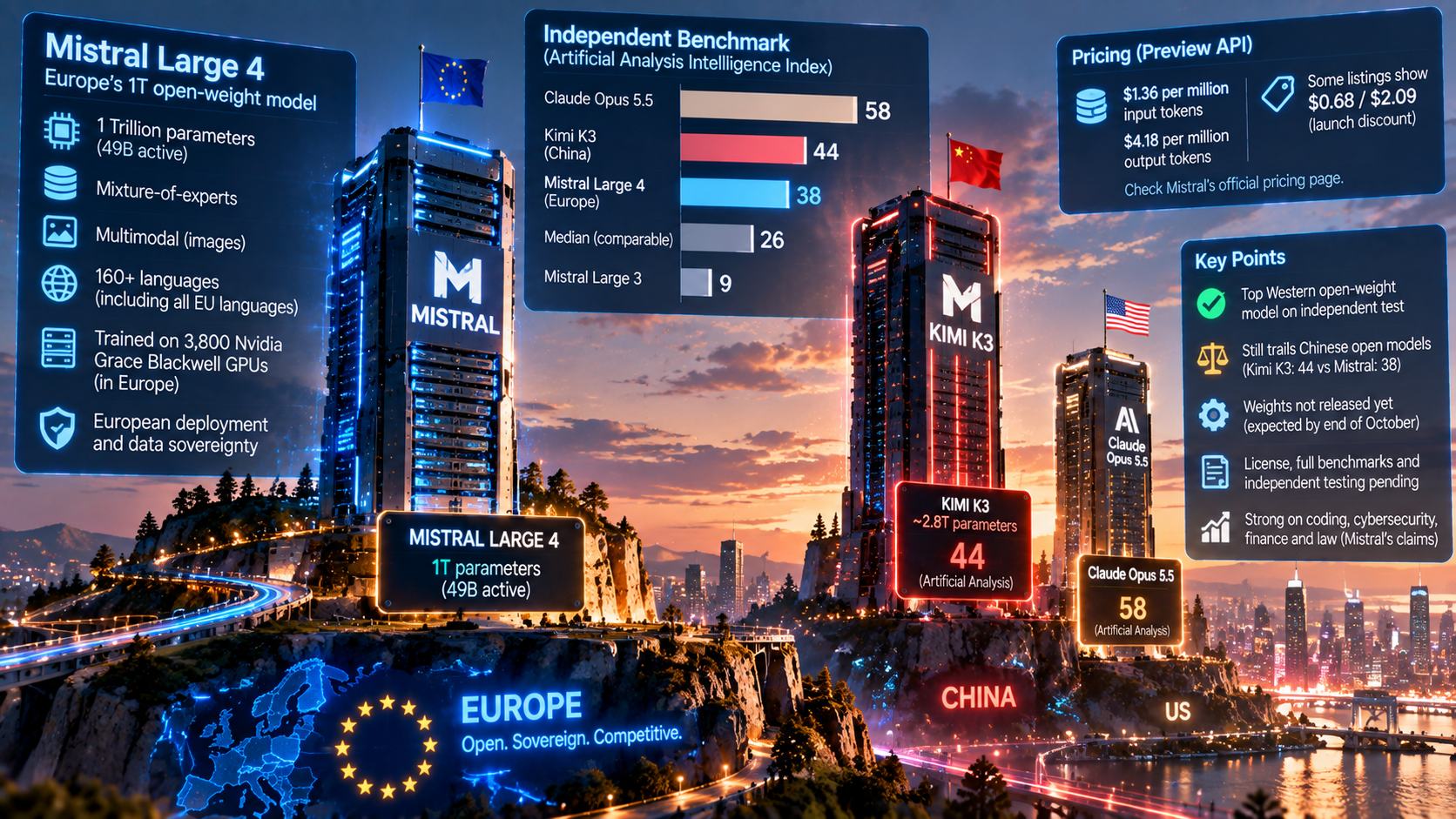 Mistral Large 4: Europe's 1-Trillion-Parameter Open-Weight Bet Still Trails China's Best