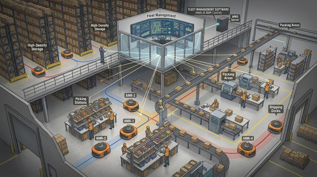 How Robot Fleets and Software Work Together in Modern Warehouses