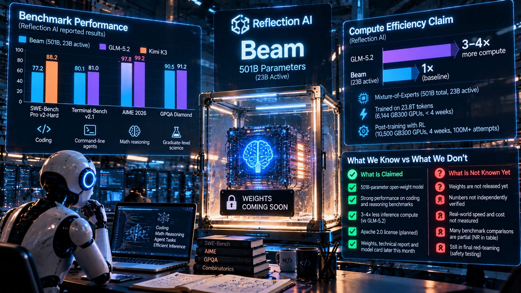 Reflection AI Beam Promises Strong Coding at a Fraction of the Compute. Here's What Is Proven and What Isn't