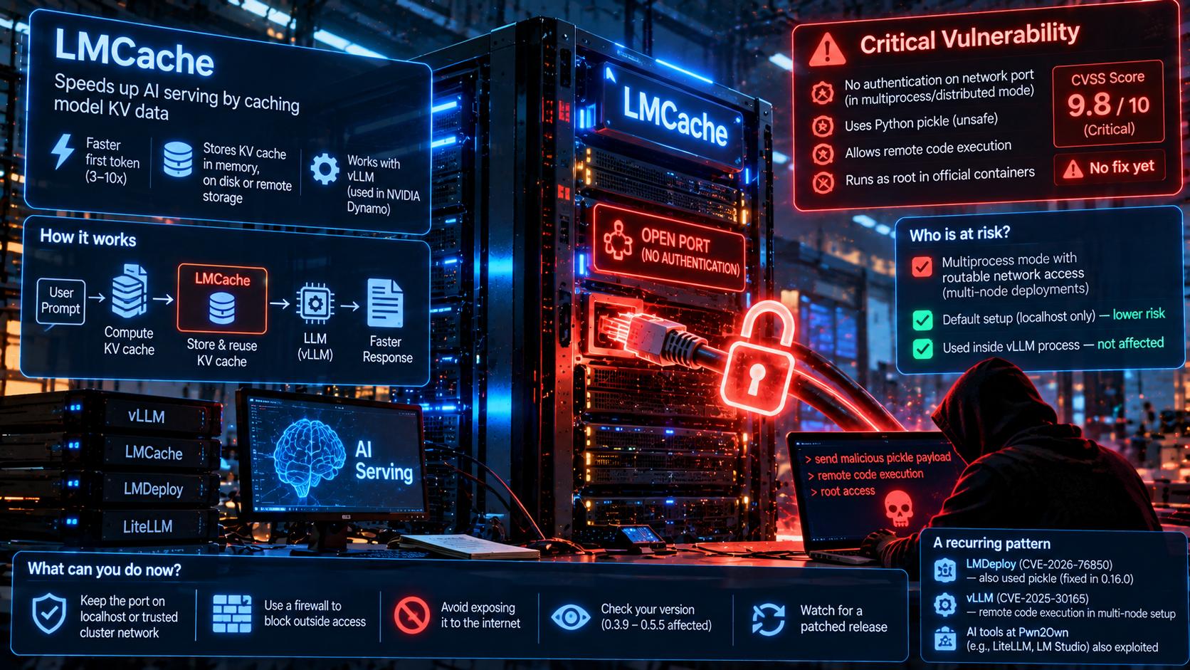 The Soft Underbelly of AI Serving: An Unpatched Flaw in LMCache, and AI Tools at Pwn2Own